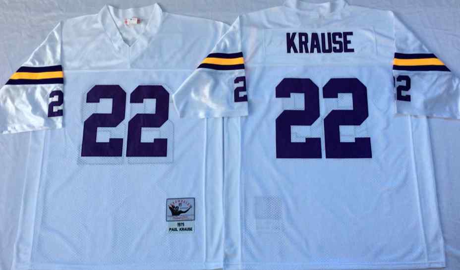 Men's Minnesota Vikings #22 Paul Krause 1975 Throwback White Jersey