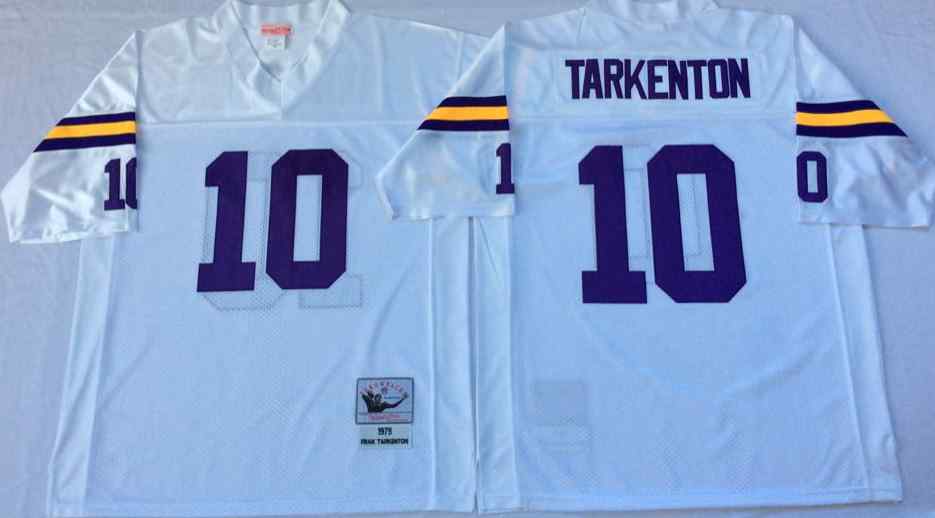 Men's Minnesota Vikings #10 Fran Tarkenton 1975 Throwback White Jersey