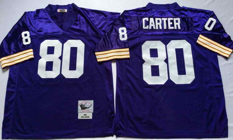 Men's Minnesota Vikings #80 Cris Carter Throwback Purple Jersey