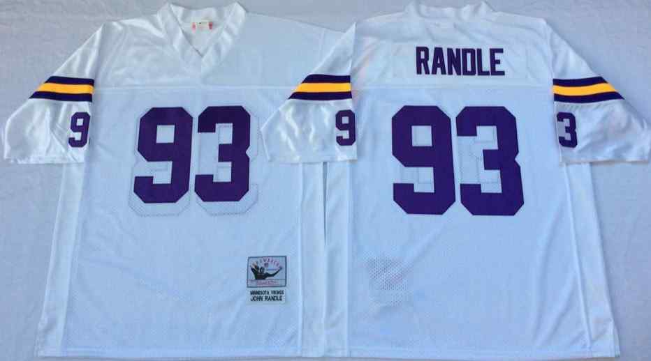 Men's Minnesota Vikings #93 John Randle Throwback White Jersey