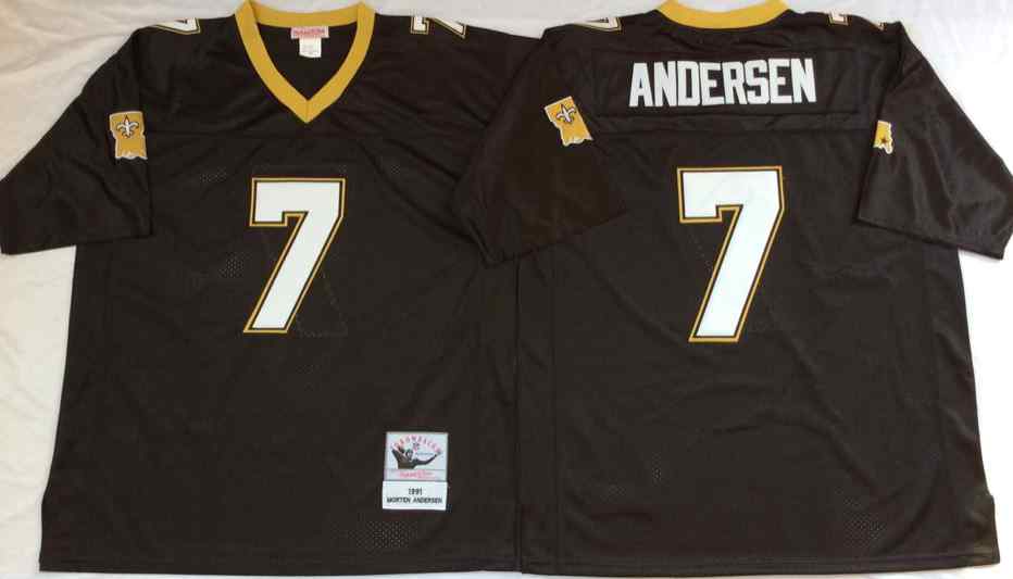 Men's New Orleans Saints #7 Morten Andersen 1991 Throwback Black Jersey