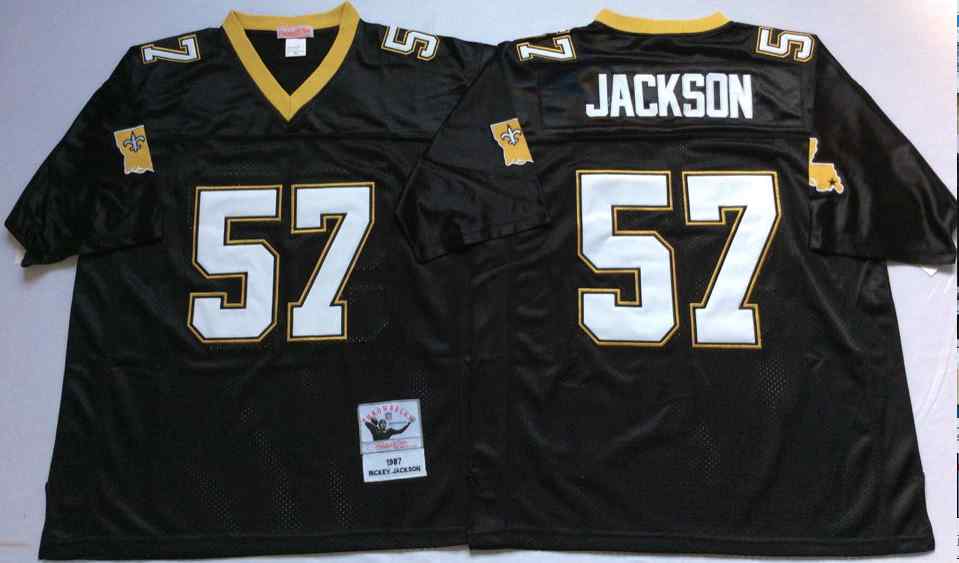 Men's New Orleans Saints #57 Rickey Jackson 1987 Throwback Black Jersey