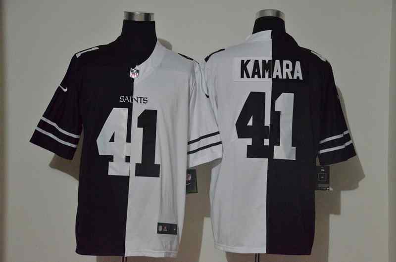 Nike Saints 41 Alvin Kamara Black And White Split Vapor Untouchable Limited Jersey