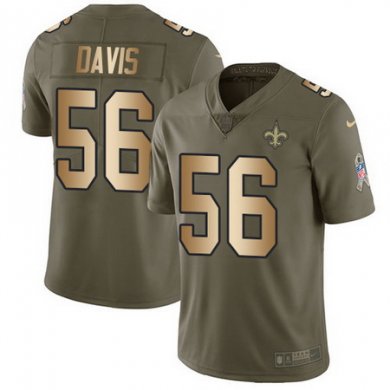 Nike Saints 56 DeMario Davis Olive Gold Mens Stitched NFL Limited 2017 Salute To Service Jersey