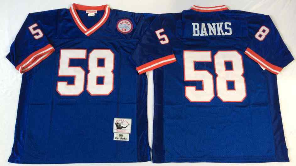 Men's New York Giants #58 Carl Banks 1986 Throwback Blue Jersey
