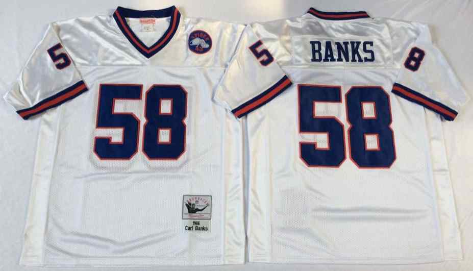 Men's New York Giants #58 Carl Banks 1986 Throwback White Jersey