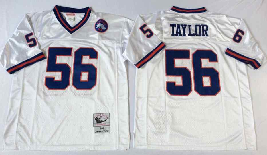 Men's New York Giants #56 Lawrence Taylor 1986 Throwback White