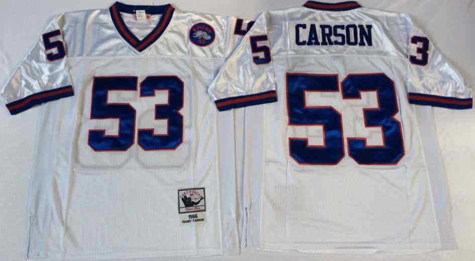 Men's New York Giants #53 Harry Carson 1986 Throwback White Jersey