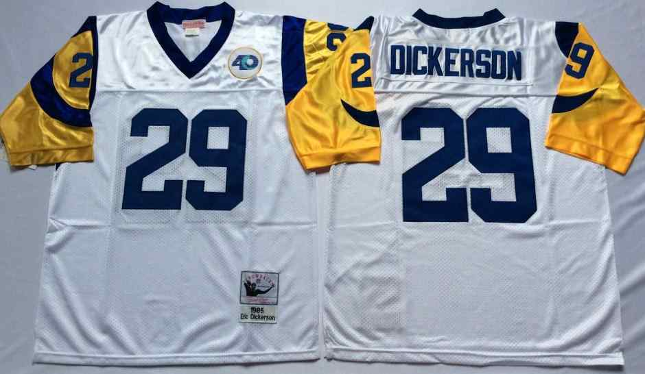 Men's Los Angeles Rams #29 Eric Dickerson White Throwback Jersey