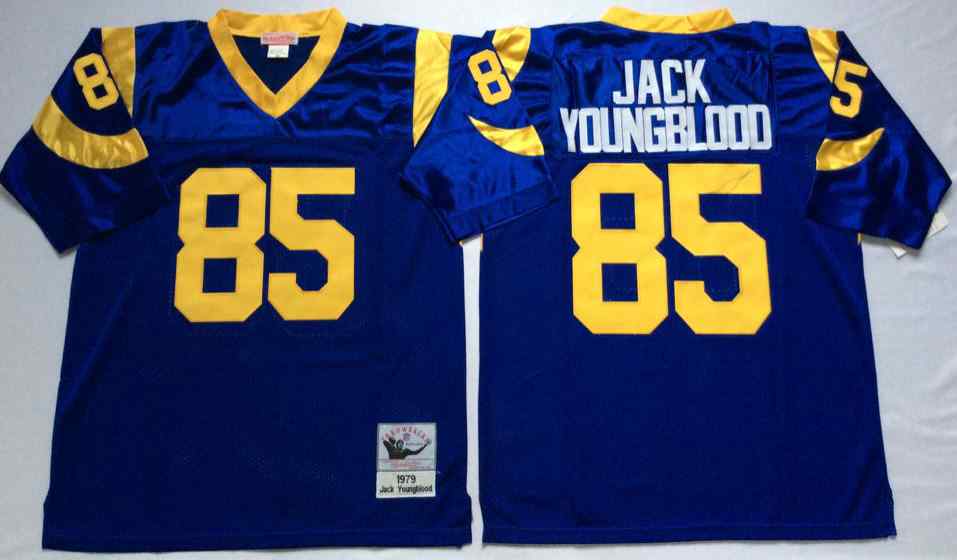 Men's Los Angeles Rams #85 Jack Youngblood Throwback Blue Jersey