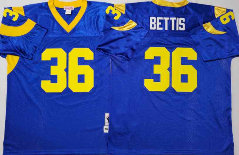 Men's Los Angeles Rams #36 Jerome Bettis Mitchell & Ness Throwback Blue Jersey