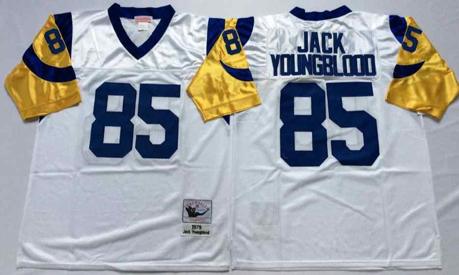 Men's Los Angeles Rams #85 Jack Youngblood Throwback White Jersey
