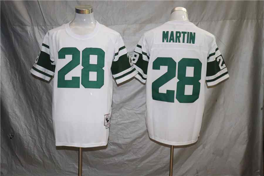 Men's New York Jets #28 Curtis Martin  Throwback White Jersey