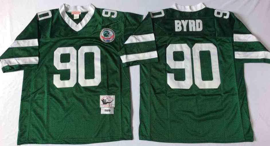 Men's New York Jets #90 Dennis Byrd 1989 Throwback Green Jersey