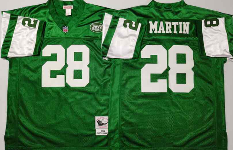 Men's New York Jets #28 Curtis Martin 2004 Throwback Green Jersey
