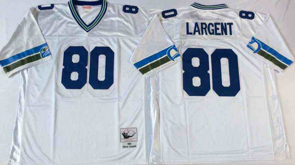 Men's Seattle Seahawks #80 Steve Largent Throwback White Jersey