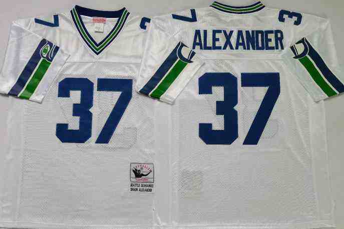 Men's Seattle Seahawks #37 Shaun Alexander Throwback white Jersey