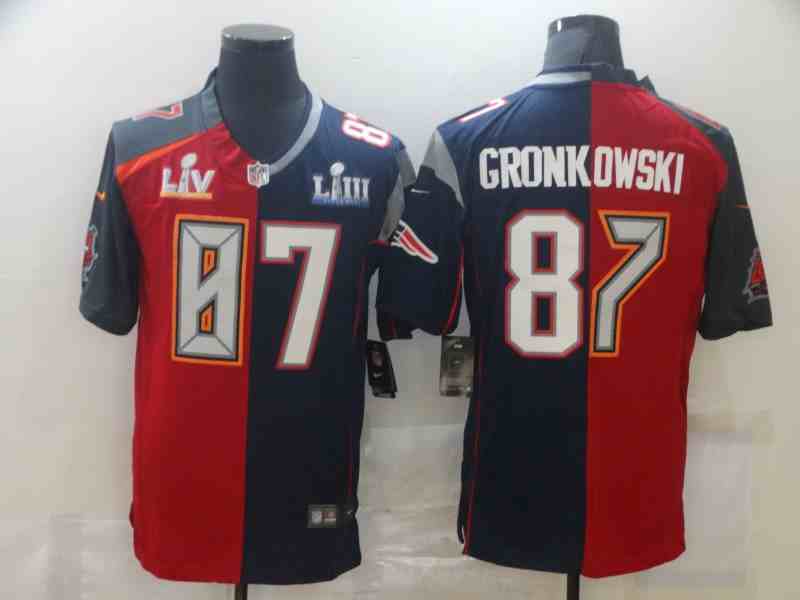 Men's Tampa Bay Buccaneers 87 Rob Gronkowski Red Navy Blue Super Bowl Patch Two Tone Vapor Untouchable Stitched NFL Nike Limited Jersey