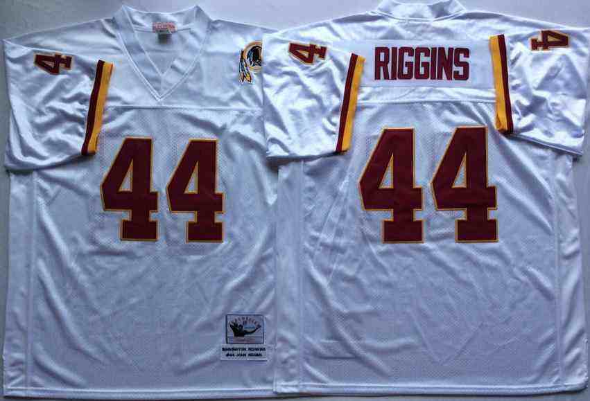 Men's Washington Redskins #44 John Riggins Throwback White Jersey