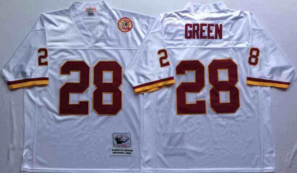 Men's Washington Redskins #28 Darrell Green Throwback White Jersey