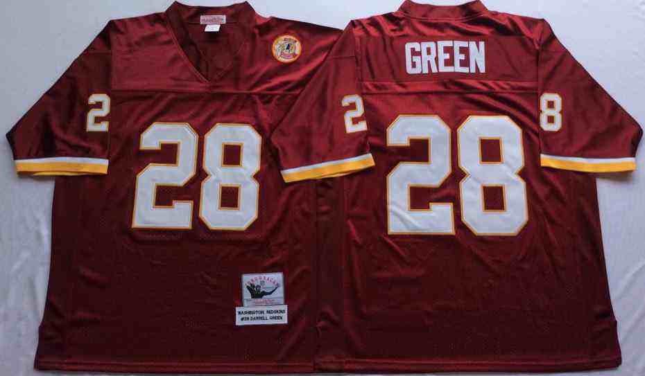 Men's Washington Redskins #28 Darrell Green Throwback Burgundy Jersey