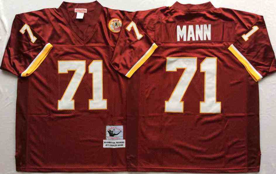 Men's Washington Redskins #71 Charles Mann Throwback Burgundy Jersey