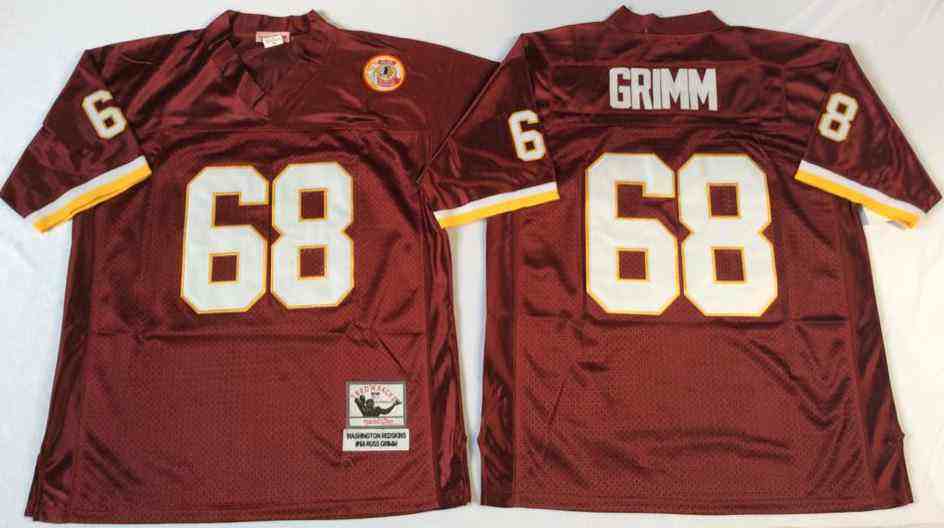 Men's Washington Redskins #68 Russ Grimm Throwback Burgundy Jersey