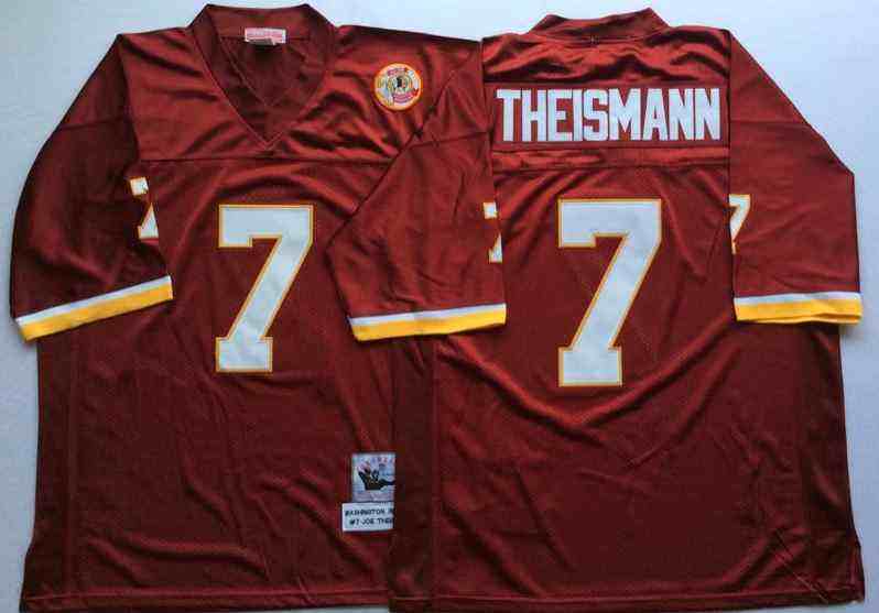 Men's Washington Redskins #7 Joe Theismann Throwback Burgundy Jersey