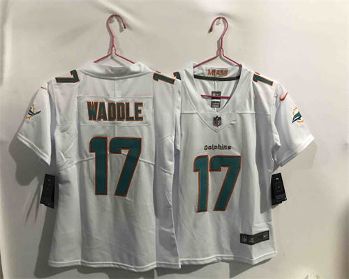 Women Nike Dolphins 17 Jaylen Waddle White 2021 NFL Draft Vapor Untouchable Limited Jersey