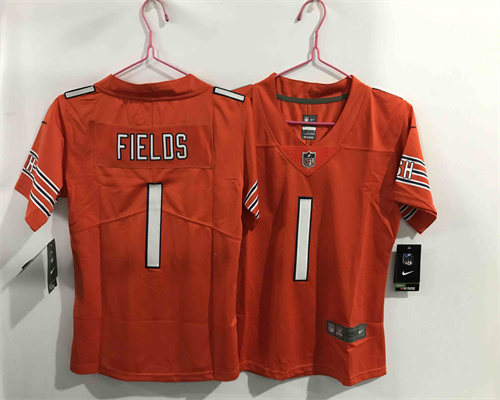 Women Nike Bears 1 Justin Fields Orange 2021 NFL Draft Vapor Untouchable Limited Jersey