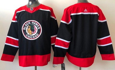Men's Chicago Blackhawks Blank Black 2021 Reverse Retro Authentic Jersey