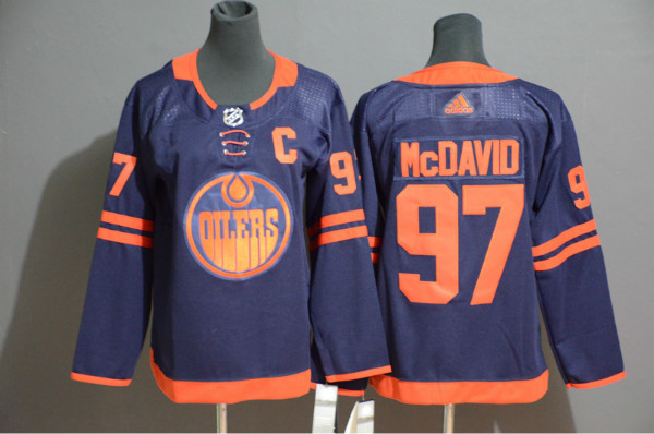 Oilers 29 Leon Draisaitl Navy Women 50th Anniversary Adidas Jersey