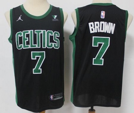 Men's Boston Celtics #7 Jaylen Brown Black Statement Icon Sponsor Swingman Jersey