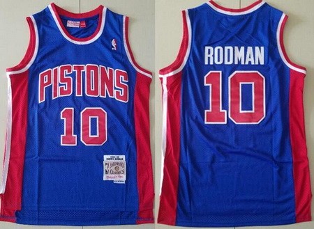Men's Detroit Pistons #10 Dennis Rodman Blue 1988 Throwback Swingman Jersey