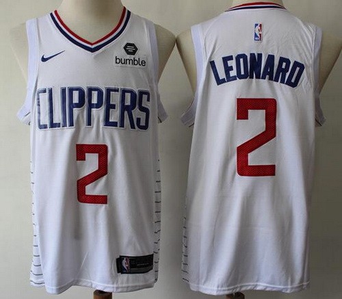 Men's Los Angeles Clippers #2 Kawhi Leonard White Icon Sponsor Swingman Jersey