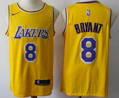 Men's Los Angeles Lakers #8 Kobe Bryant Yellow Icon Swingman Jersey
