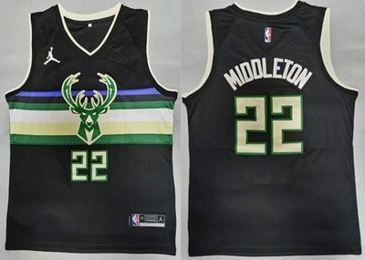 Men's Milwaukee Bucks #20 Khris Middleton Blue Statement Icon Swingman Jersey