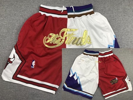 Men's Utah Jazz Chicago Bulls White Red 1997 Finals Just Don Shorts