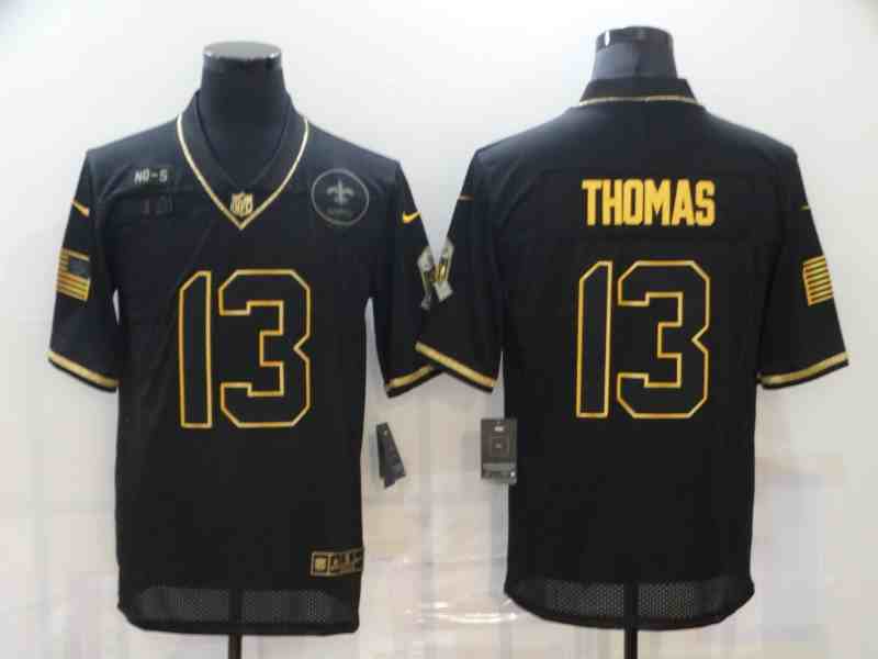Nike Saints Customized Black Gold Salute To Service Limited Jersey