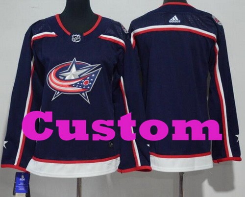 Women's Columbus Blue Jackets Customized Navy Blue Authentic Jersey
