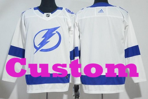 Men's Tampa Bay Lightning Customized White Authentic Jersey