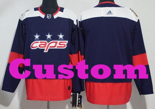 Men's Washington Capitals Customized Navy 2018 Stadium Series Authentic Jersey