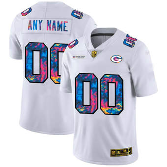 Green Bay Packers Customized 2020 White Crucial Catch Limited Stitched Jersey