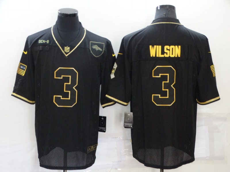 Men's Nike Denver Broncos 3 Russell Wilson Black 2020 Salute To Service Limited Jersey