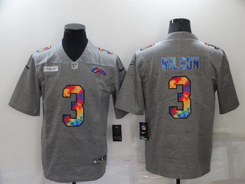 Men's Denver Broncos 3 Russell Wilson 2020 Grey Crucial Catch Limited Stitched NFL Jersey
