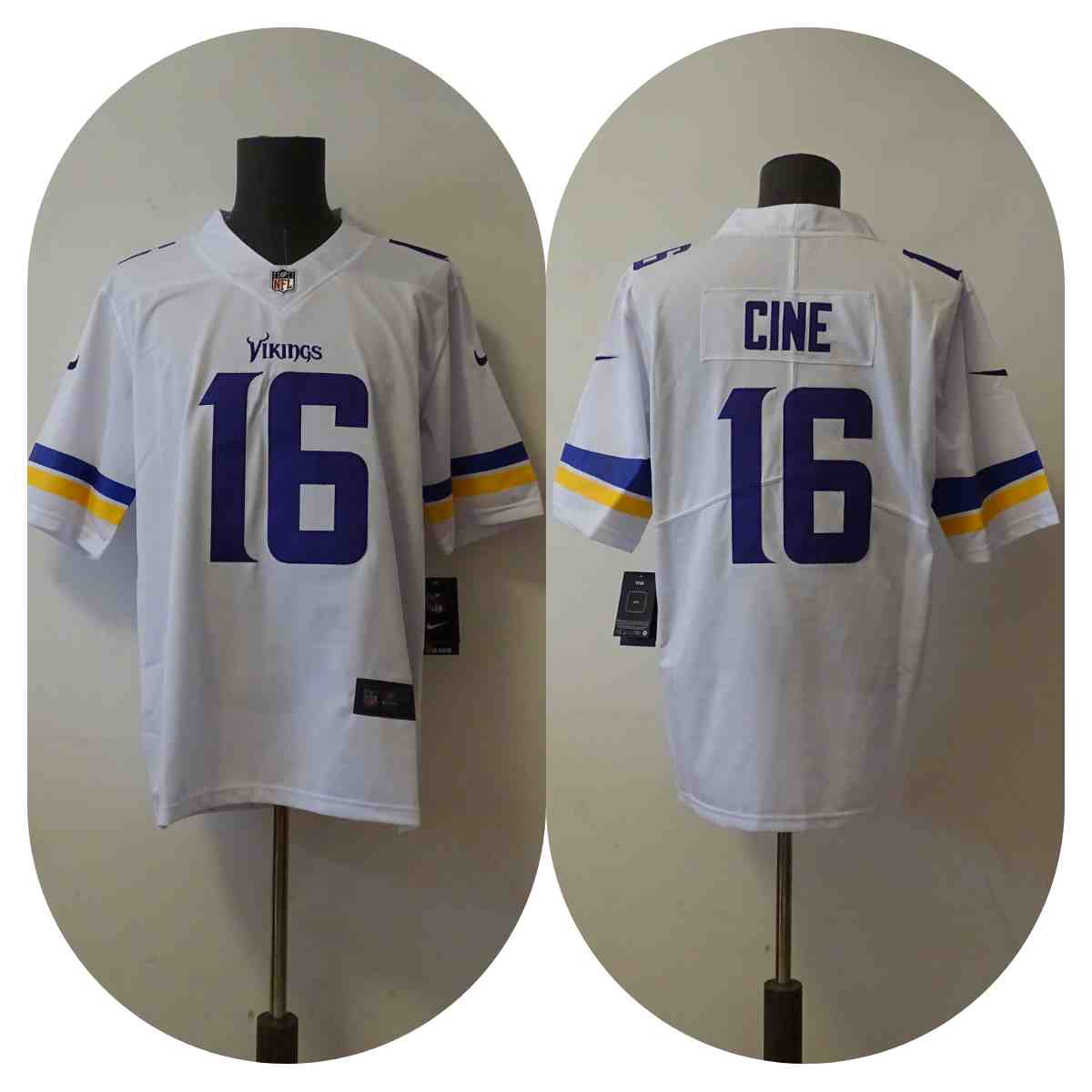 Men's Minnesota Vikings 16  CINE White Vapor Untouchable Limited Stitched NFL Jersey