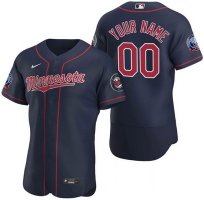 Men's Women Youth Minnesota Twins Customized Navy Alternate 60th Anniversary Authentic Jersey