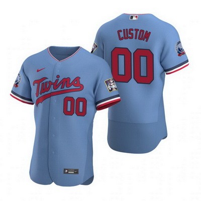 Men's Women Youth Minnesota Twins Customized Light Blue 60th Anniversary Authentic Jersey
