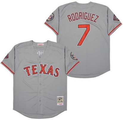 Men's Texas Rangers #7 Ivan Rodriguez Gray 2017 Hall of Fame Throwback Jersey