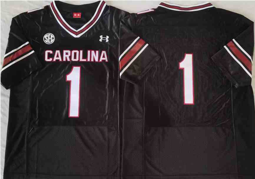 Men's South Carolina Gamecocks  #1 Black Logo Replica Football Jersey